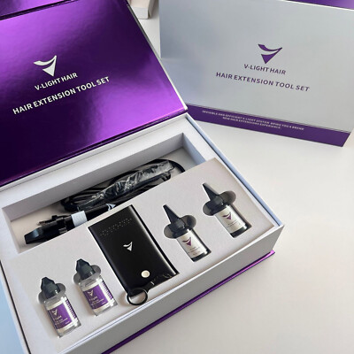 New UV Light Hair Extensions Kit Set Glue  v light hair extension machine