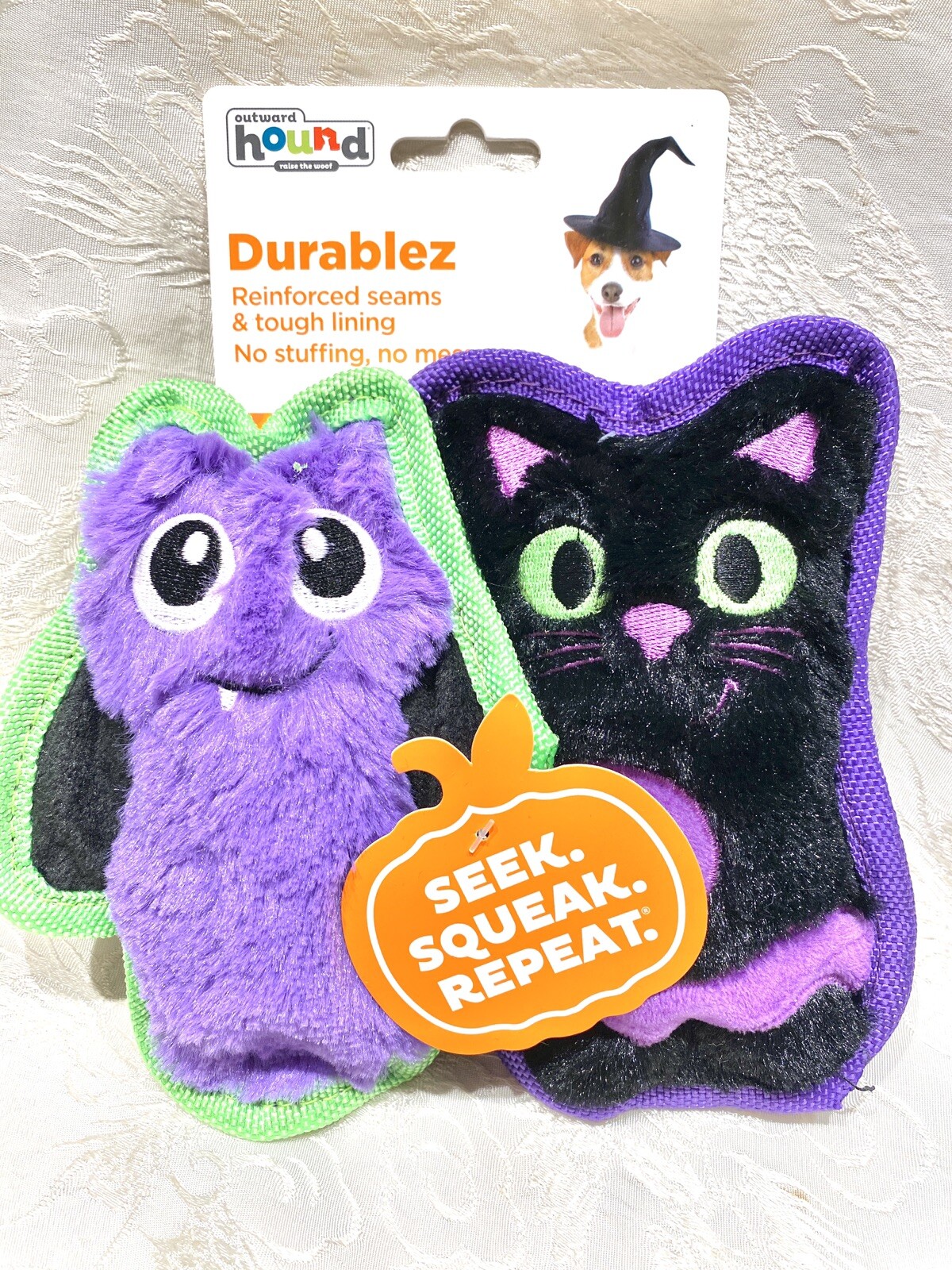 Outward Hound Invincible Dog Toy Halloween 2 Squeaky DURABLE, NO STUFFING 2 Pack
