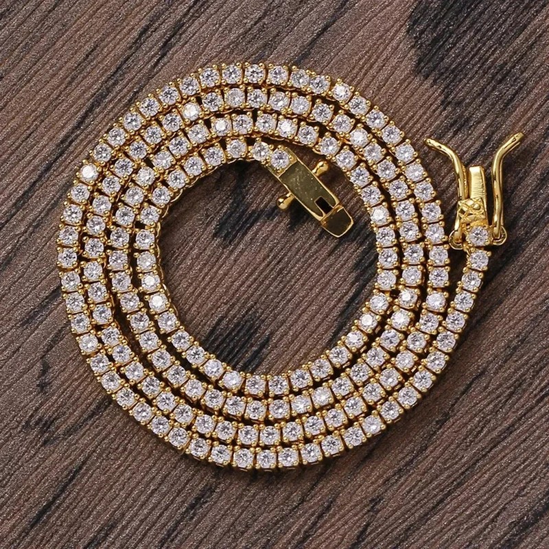 3mm Round Cut Lab Created Diamond Women's Tennis Necklace 14K Yellow Gold Plated