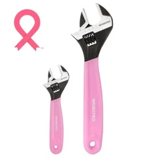 WORKPRO 2PC 6" 10" Adjustable Wrench Set Wide Jaw Black Oxide Metric & SAE Scale