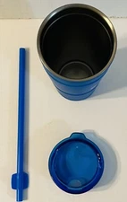 Bubba Envy S Stainless Steel Travel Tumbler 24 Oz Blue W/rubber Texture & Straw