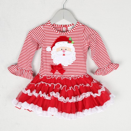 Rare Editions Christmas Dress Girl 18 months Red White Striped Santa Tutu Skirt