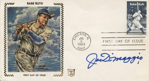 1983 Joe DiMaggio Signed Babe Ruth FDC First Day Issue Cachet JSA - Picture 1 of 3