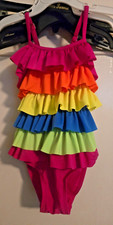Girls rainbow ruffles criss cross back swimsuit Size 3T/4T New with Tags