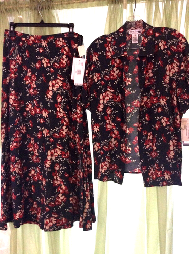 Women's sz 6 10 Rena Rowan for Saville Vintage Two Piece Floral Skirt Set Outfit