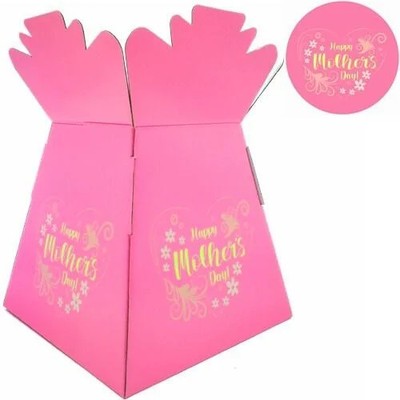 1 Blumenkasten rosa Muttertag / cremefarbener Text 24 cm x 17 cm x 17 cm