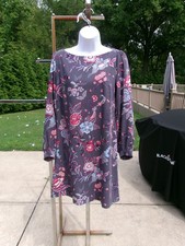 LOFT GRAY FLORAL PRINT LONG SLEEVE DRESS 2