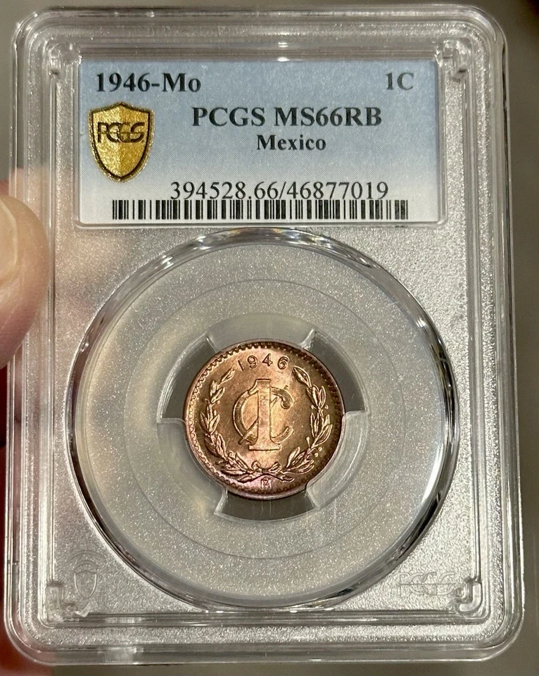 México 1946 1 centavo graduación profesional MS66RB Top Pop 7/0 tonificado Foto 3 de 4