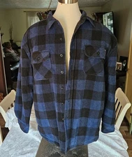 Dickies Jacket Mens 2XL (50-52) Blue Buffalo Check Plaid Quilted Shacket Coat