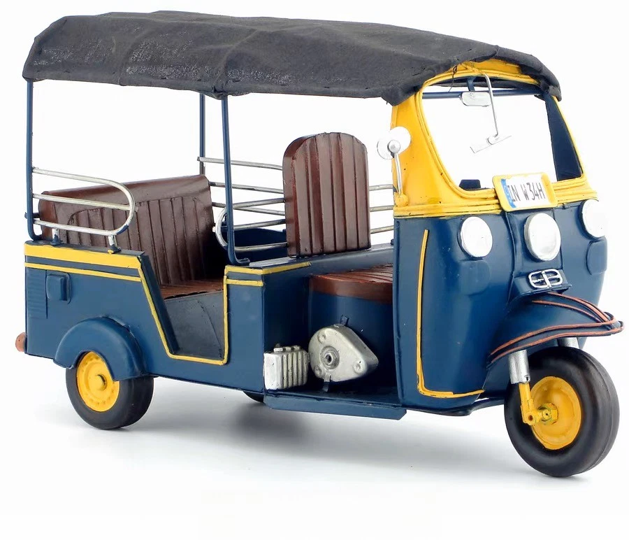 Индийская трехколесная модель мотоцикла TUKTUK украшения коллекционные игрушки-автомобили - Изображение 2 из 4