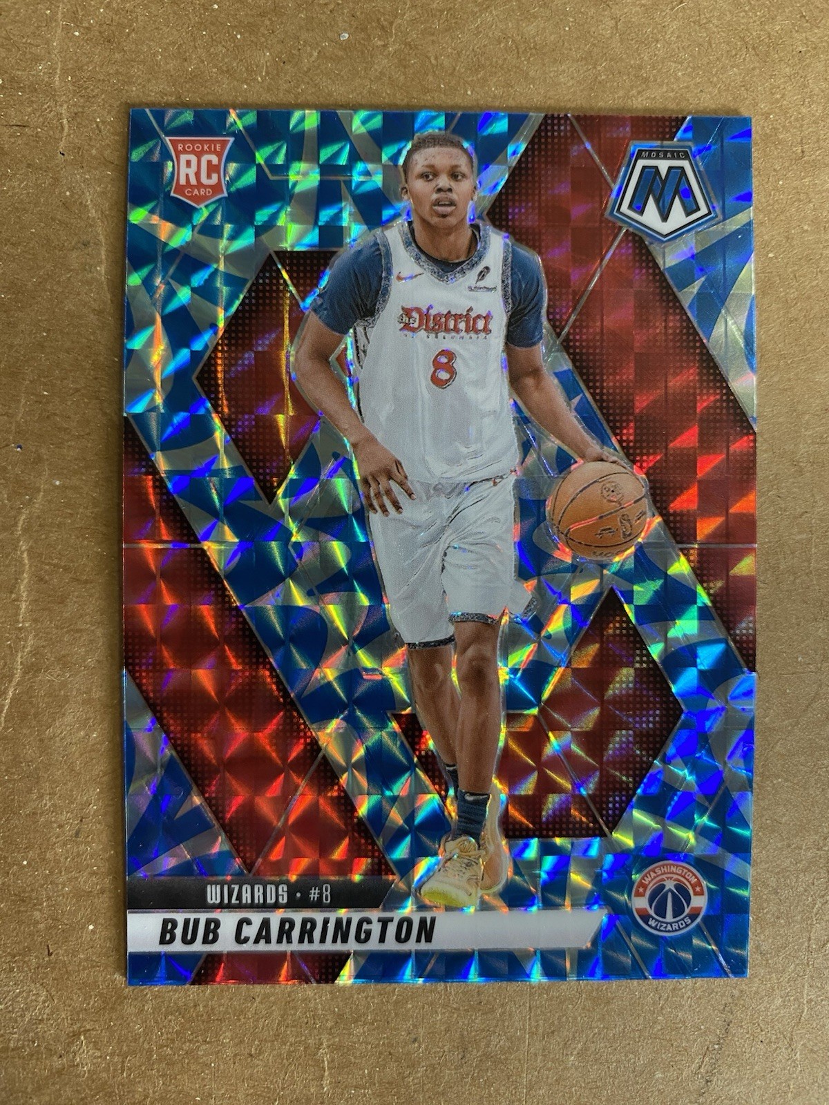 2024-25 Mosaic Basketball Bub Carrington RC Blue Reactive Prizm # 206