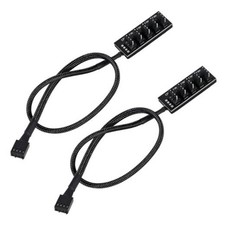 2-Pack 4-Pin PWM Fan Hub - 1 to 5 Way Splitter Power Supply Cable for PC 2 PCS