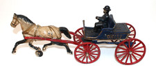 Cast Iron Horse Drawn Fire Chief Wagon 15" long with Driver