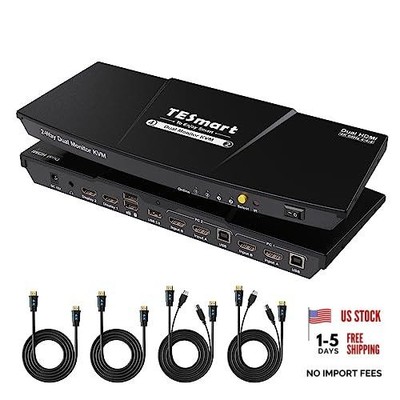 HDMI KVM Switch 2 Monitors 2 Computers 4K@60Hz, USB 2.0, Dual Monitor KVM