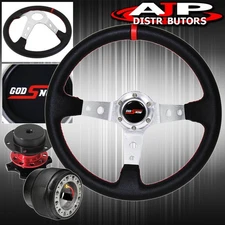 For 90-96 300Zx Quick Release + Deep Dish Black Steering Wheel Red Stitching