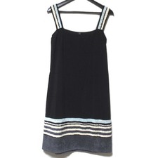 00C CHANEL Vintage Tile Knee-Length Sleeveless Dress, Size 42, Black Women USED