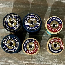 Coats Clark Mercerized Cotton Sewing Thread Spools Lot of 6 Vintage Colors