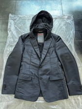 Prada Nylon/Cotton Black Sheen Blazer w Detachable Hood