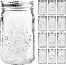 Wide Mouth Mason Jars 32 Oz with Lids and Bands Set of 12 Jars,Quart Large Glass