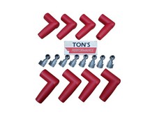 8 Spark Plug Boots Terminals 7-8mm Wire Red Silicone 90 Degree Right Angle