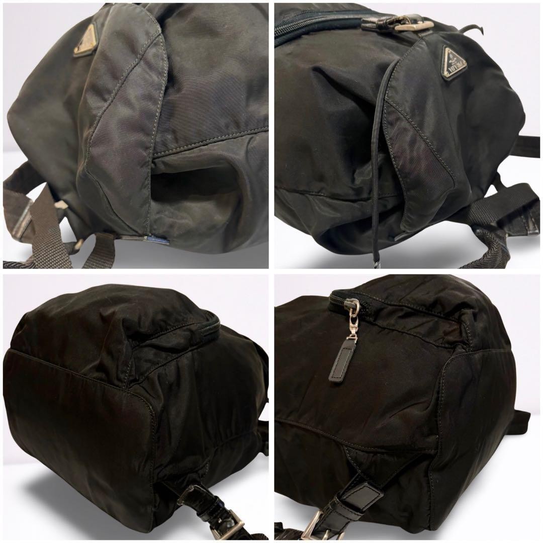 PRADA Backpack Triangle Logo Triangle Logo Black Nylon Men s Ladies Unisex fro thumbnail 7