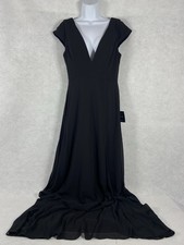 Lulus Maxi Dress Women’s Medium Black Fit & Flare Cap Sleep V-Neck Romantic New