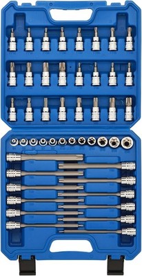 48Pc Torx Bit Socket Set 3/8 Inch Drive 6 Inch Extra Long CRV S2 Chrome S2 Steel