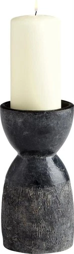Candleholder Candlestick CYAN DESIGN ESCALANTE Rustic Small Black Cerami - Picture 2 of 4