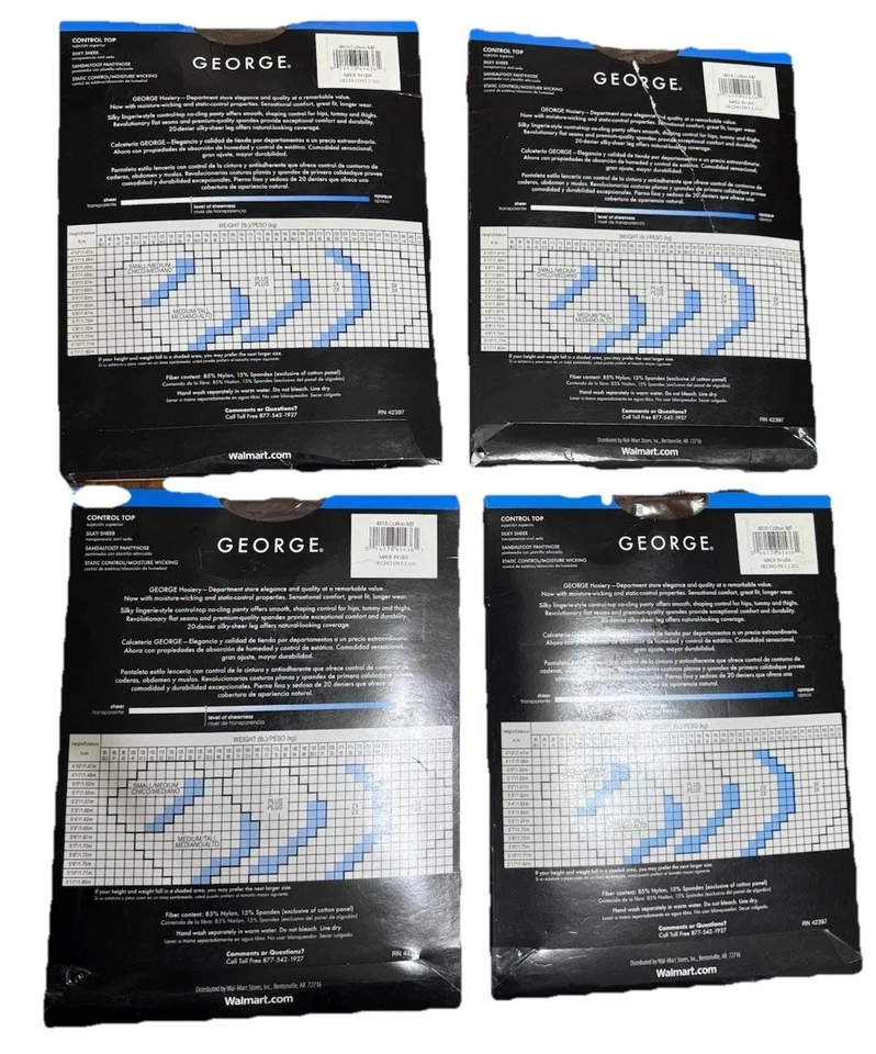 4*NEW y2k George Fashion Pinstripe Control Top Legwear Coffee Medium Bundle old - Image 4 of 4