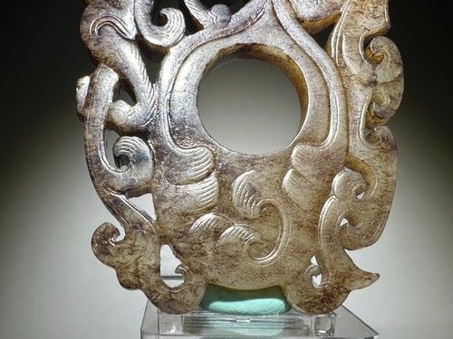 Rare Chinese Han Dy Old Jade Carved Dragon Design "Ji Xin Pei" Pendant L 6.5 cm - Picture 3 of 24