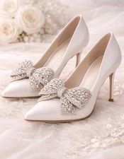 Anstecker Hochzeit Schuhclips Braut Strass Schuhe Schmuck Schleife Glitzer NEU