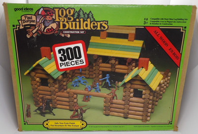 Paul Bunyan Log Builders Construction Set 300 Wood Pcs - Vintage
