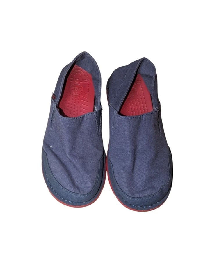 Mocasín de Lona Crocs Niños Jóvenes EE. UU. Talla J1 Azul Marino Rojo Y 1 Patriótico 4 de Julio Foto 3 de 4