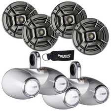 Polk Audio Marine Wake Towers with 4 DB652 6.5" Speakers Dual Wake Towers White