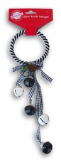 Christmas Door Hanger with Jingle Bells - 11 Inches Black  White 