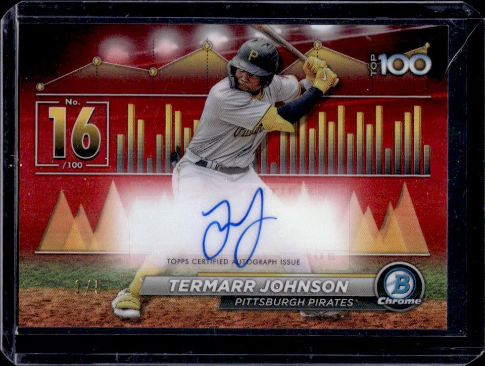 2024 Bowman Termarr Johnson Scouts' Top 100 Auto Red Refractor #1/5 Pirates