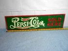 VINTAGE 22 x 5 in DRINK PEPSI-COLA  ADV. SIGN EMBOSSED TIN METAL TACKER -  X 131