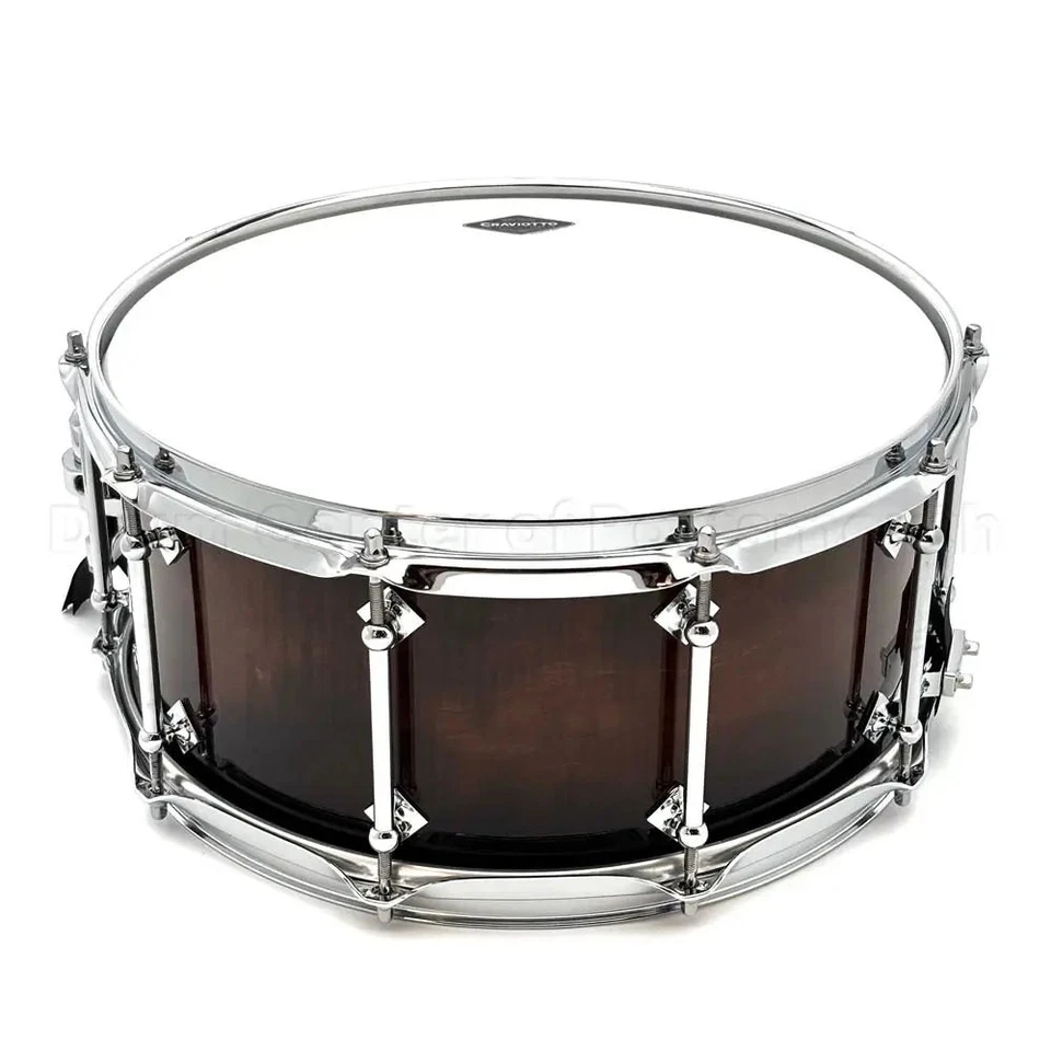 Craviotto Private Reserve Curly Maple Snare Drum 14x6.5 Walnut Fade - Image 2 of 4