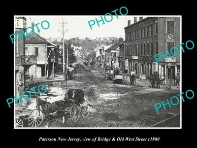 Paterson New Jersey View Of Bridge & West St c1880 Large Historic Old Photo