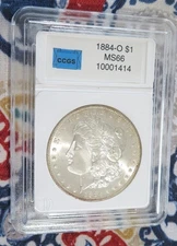 1884 0 -Morgan Silver Dollar - CCGS - Blast White - VGC
