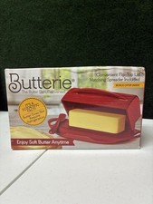 Butterie The Butter Dish White Flip Top Lid Matching Spreader New