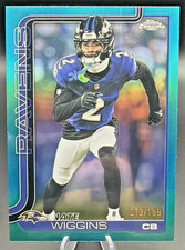 2025 Topps Chrome #28 Nate Wiggins Aqua Teal Refractor /199 Ravens