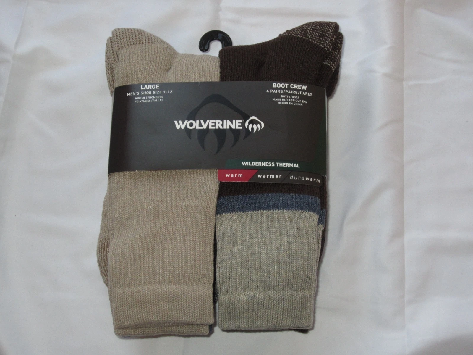 Wolverine Wilderness Thermal 4 Pack Boot Crew Socks Brown Men's Size 7-12 NEW!