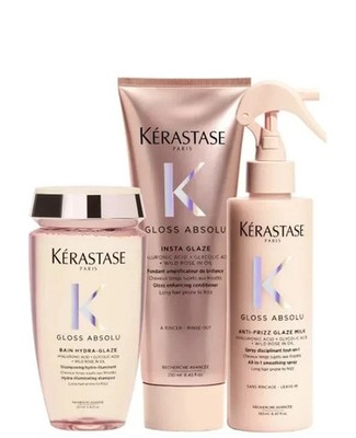 Gloss Absolu : Bain 250ML + Insta Glaze 200ML + Anti Frizz 190ML Kérastase