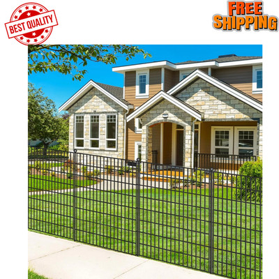 5 Panels No Dig Garden Fence with Gate, 40 In(H) X 12.1 Ft(L) Metal Fence Panels
