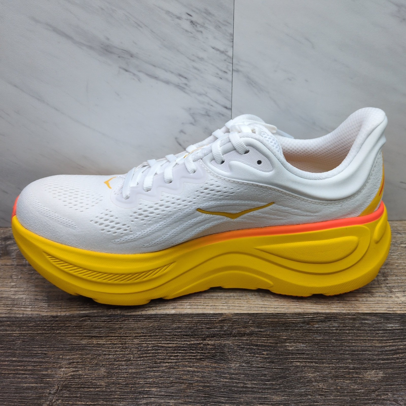 Hoka One Bondi 9 Men's Sz 11.5D Running Shoes Sneakers White Orange 1162011 FNF thumbnail 6