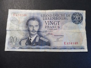 BILLET 20 FRS LUXEMBOURG 1966 ETAT COURANT A SAISIR