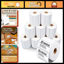 3" x 1.5" Direct Thermal Shipping Labels - 10 Rolls, 900 Labels/Roll, Perforated