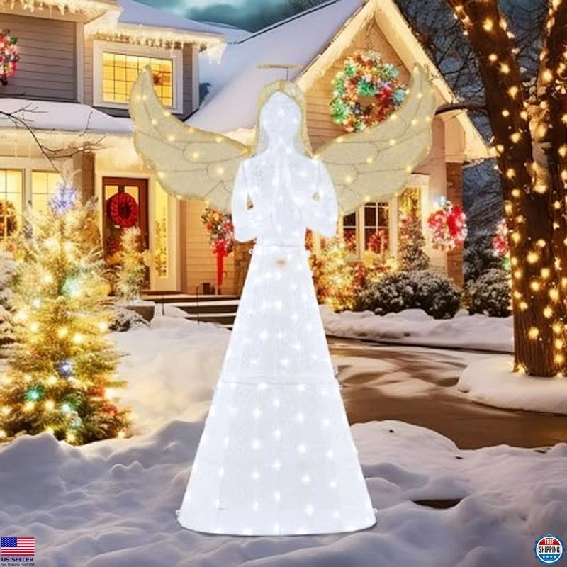 Tangkula 5 FT Illuminated Christmas Angel - 150 LED Indoor & Yard Decoration - Image 2 of 4