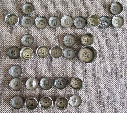 Rare Lot of 33 1970s Coca-Cola Playing Card Bottle Caps Used Caps